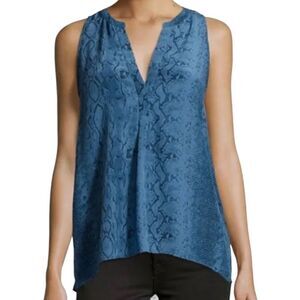 Joie Blue Snake Print Silk Top Blouse XXS